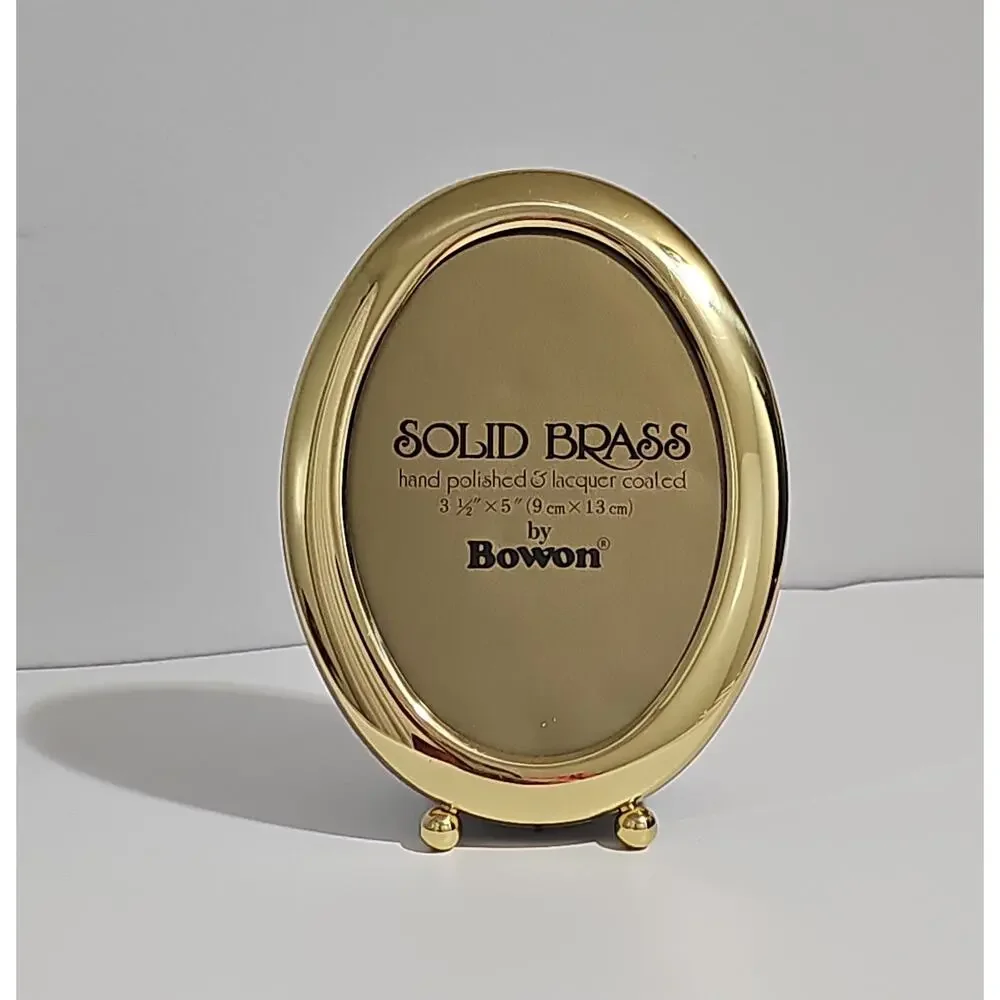 Bowon Hand Polished Lacquer Coated Solid Brass Oval Picture Frame